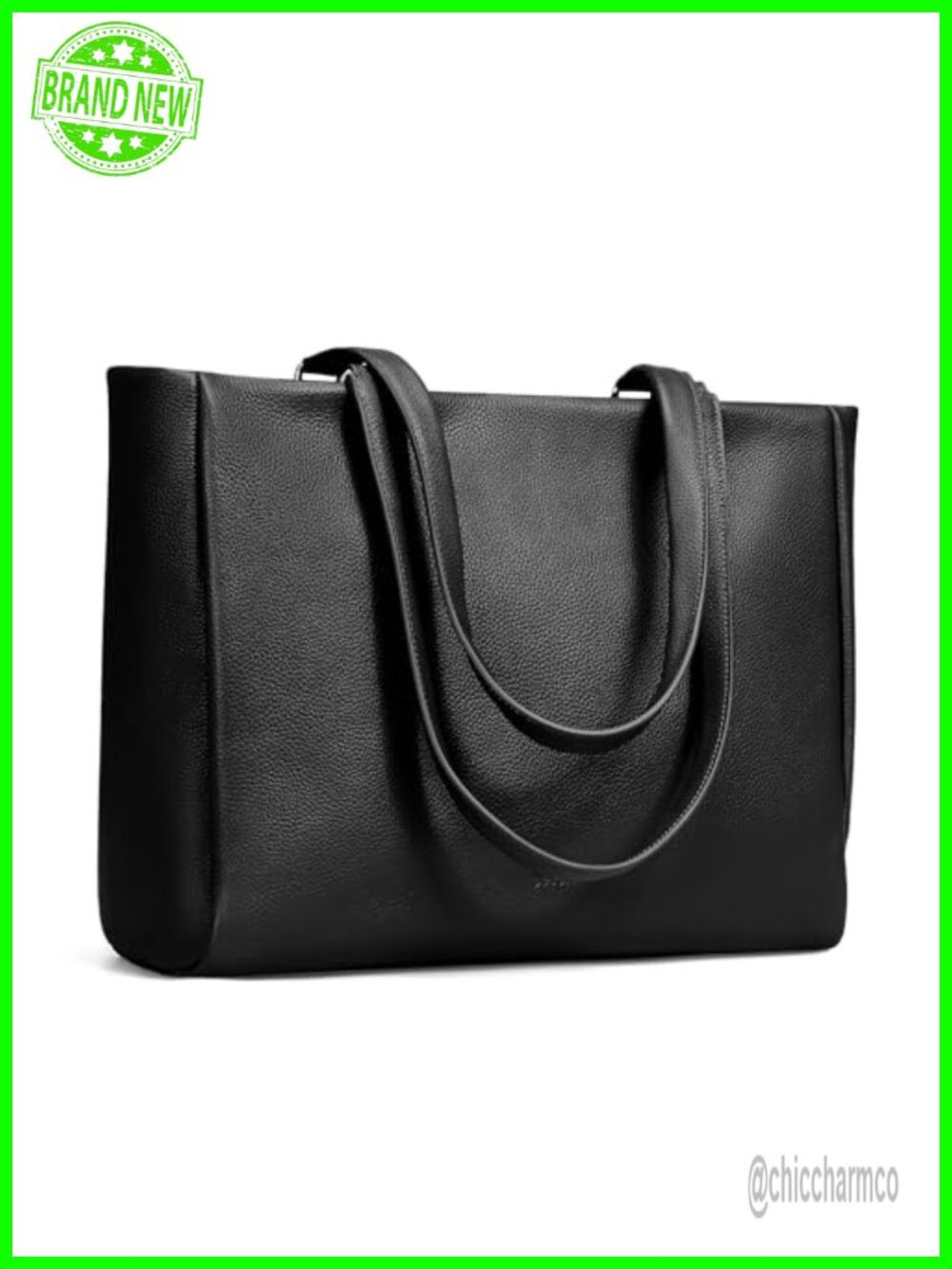 Genuine Leather Work Tote Bag for Women with Padded 15" Laptop Compartment
